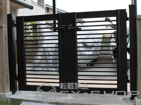 の門扉 エクスライン門扉12型 両開き　門柱使用 施工例