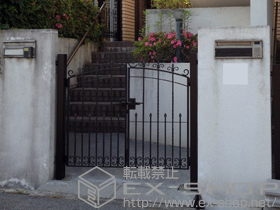 の門扉 トラディシオン門扉2型 両開き 門柱仕様 施工例