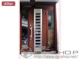 の玄関ドア リシェント 001型 採風タイプ＋下枠段差緩和材/施工スペーサーセット一式/フロンテックG型パイプ 施工例