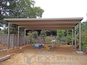 のカーポート テリオスポートIII 1500 3台用 奥行延長 角柱6本仕様 積雪〜50cm対応+テリオスポートIII用 振れ軽減部材 角柱用 施工例