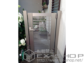 の門扉 プレシオス門扉 横格子 片開き 門柱仕様 施工例