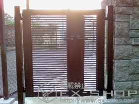 の門扉 エクスライン門扉1型 両開き 門柱使用 施工例