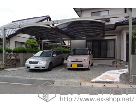 のカーポート マルチスクエア アール屋根2台合掌 積雪〜20cm対応＋フレームカバー 施工例