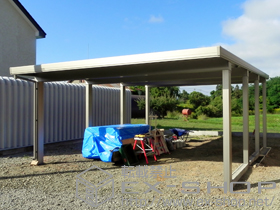 のカーポート テリオスポートIII 4500 2台用 奥行延長 8本柱 積雪〜150cm対応 施工例