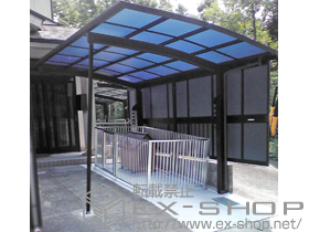 のカーポート プレシオスポート 積雪〜20cm対応＋プレシオスポート用 サイドパネル＋着脱式サポート（標準・ハイルーフ兼用）2本入＋収納式物干しセット2型 2本入 施工例