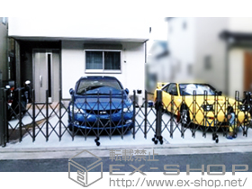 のカーゲート トリップゲート PB型 ノンレール 両開き 施工例