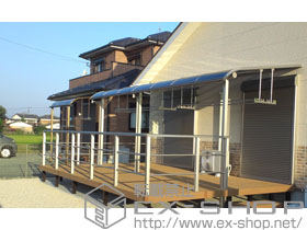 のテラス屋根 プレシオステラス R型 テラスタイプ 連棟 積雪〜20cm対応＋吊り下げ物干し 標準 2本入 施工例