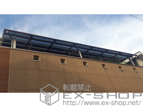 のバルコニー・ベランダ屋根 プレシオステラス R型 屋根タイプ 連棟 積雪〜20cm対応＋吊下げ物干し　標準2本入り 施工例