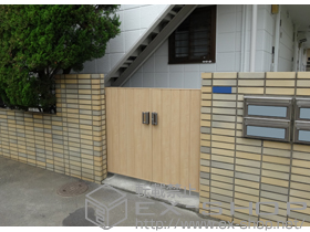 の門扉 ジオーナ門扉 TA型 両開き マテリアルカラー 柱使用 施工例