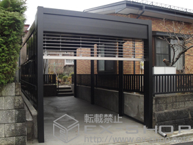 のカーポート テリオスポートIII 1台用奥行延長 角柱本 標準鼻隠し 積雪〜100cm対応＋サイドパネル（ポリカーボネート） 施工例