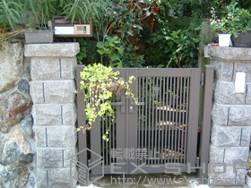 の門扉 プリレオ R2型 両開き親子　柱使用 施工例