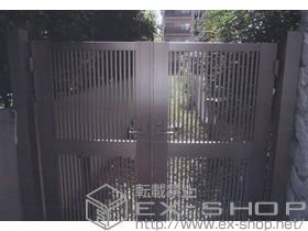 の門扉 エクジス門扉R2型 両開き　門柱式 施工例