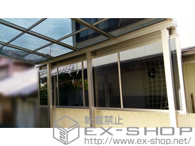 のテラス屋根 ライザーテラスII F型 テラスタイプ 単体 積雪〜20cm対応+ライザーテラスII 前面スクリーン1段 施工例