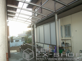 のテラス屋根 パワーアルファ L型 テラスタイプ 連棟 積雪〜30cm対応＋前面スクリーン(クリアマット) 施工例