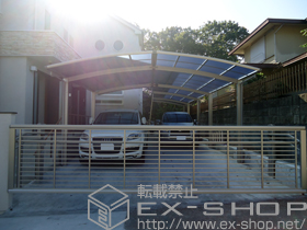 のカーポート レイナポートグラン M合掌+延長タイプ 連棟　積雪〜20cm対応＋着脱式サポート 標準・ハイルーフ兼用 施工例