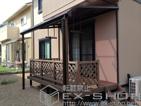 のウッドデッキ リウッドデッキ 200＋リウッドステップ Ｔタイプ 2段＋リウッドデッキフェンス2型＜ラチス格子＞ 施工例