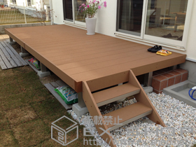 のウッドデッキ リウッドデッキ 200+リウッドステップ5型 Sタイプ(2段) 施工例