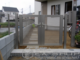 の門扉 プリレオ R1型 両開き 柱使用 施工例