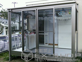 のテラス囲い・サンルーム ほせるんですII F型 床納まり 積雪〜20ｃｍ対応+吊り下げ物干し　ワイド　2本入/物干し取付桟/網戸 施工例