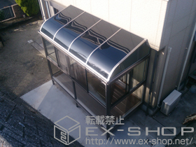 のテラス囲い・サンルーム ほせるんですII R型 床納まり 積雪〜20cm対応＋吊り下げ物干し　標準　2本入＋網戸セット 床納まり用 側面 施工例