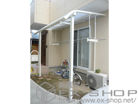 のテラス屋根 ライザーテラスII R型 テラスタイプ 単体 積雪〜20cm対応+吊り下げ物干し 標準 2本入 施工例