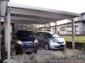 のカーポート ジーポートneo 2台用 Bタイプ 角柱6本 標準鼻隠し 積雪〜150cm対応 施工例