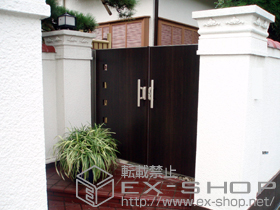 の門扉 ジオーナ門扉 FM型 両開き マテリアルカラー　柱使用 施工例