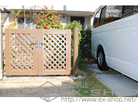 の門扉 ステイウッド門扉2型 両開き　支柱A使用 施工例