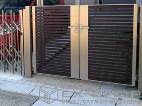 の門扉 ジオーナ門扉 B3型 両開き マテリアルカラー　柱使用 施工例