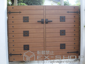 の門扉 スタンダード門扉3A型 両開き 門柱仕様＋装飾パネルC型×4セット 施工例