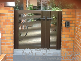 の門扉 エクスライン門扉1型 両開き親子 門柱仕様 施工例