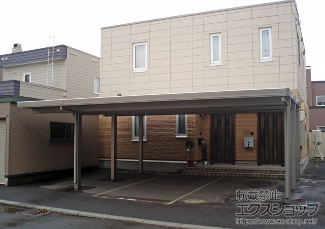 のカーポート テリオスポートIII 4500 2台用 間口延長 角柱6本 積雪〜150cm対応 施工例