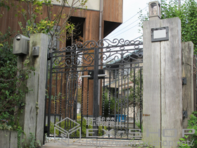 の門扉 イリス門扉 D型 両開き　イリス門柱使用 施工例