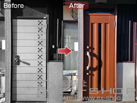 の玄関ドア リシェント20  P1型（アルミ仕様）片開き ランマ付 施工例