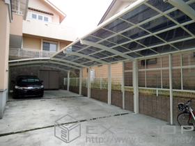 のカーポート カーブポートシグマIII 縦連棟 積雪〜20cm対応＋サイドパネル 2段＋着脱式サポート：ロング柱23用1本入 施工例