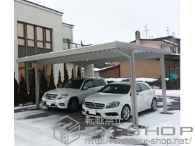 のカーポート ジーポートneo 2台用 Aタイプ 角柱4本 標準鼻隠し 積雪〜100cm対応 施工例