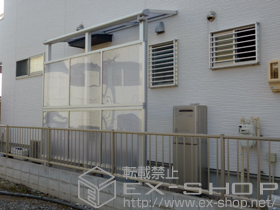 のテラス屋根 ヴェクターテラス F型 テラスタイプ 単体 積雪〜20cm対応＋ヴェクターテラス用　前面パネル　 施工例