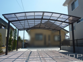 のカーポート カーブポートシグマIII ワイド 積雪〜20cm対応＋雨樋部材一式 施工例