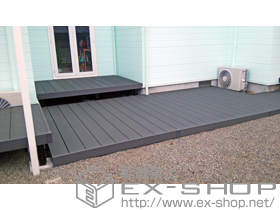 のウッドデッキ リウッドデッキ200 異型+リウッドデッキ200 点検口+独立式リウッドステップ2型 施工例