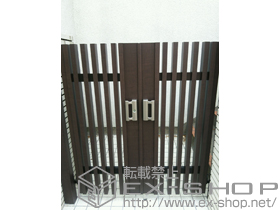 の門扉 【特注】プログコート門扉 1型 両開き 柱使用 マテリアルカラー 施工例