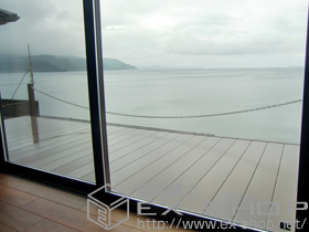 のウッドデッキ レストステージ 幕板納まり＋樹ら楽ステージ用ステップ2段(階段式)×2セット 施工例