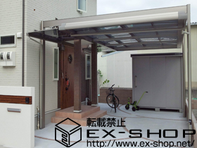 のカーポート UスタイルII 両支持タイプ フラット屋根 積雪〜20cm対応＋アプローチ屋根 施工例