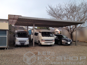 のカーポート テリオスポートIII 900 2台用 間口延長 角柱4本仕様 積雪〜30cm対応 施工例