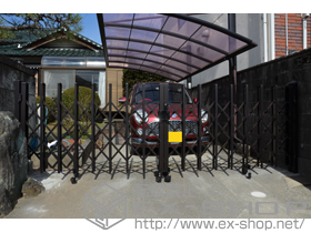 のカーゲート トリップゲートRC型 ノンレール 両開き 38Ｗ 施工例