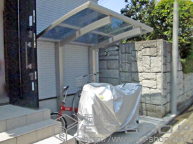 のサイクルポート・駐輪場 プレシオスポート ミニ 積雪〜20cm対応＋SP-CR1-2 CP-CR型 高低ラック 施工例