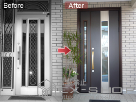 の玄関ドア ラフォースR2型 K4仕様 64型 親子開き ランマ無し 施工例