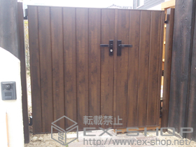 の門扉 ジオーナ門扉 TA型 両開き親子 マテリアルカラー　柱使用 施工例