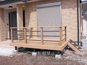 のウッドデッキ 樹ら楽ステージ＋樹ら楽ステージ用 ステップ2段用＋樹ら楽ステージ用 デッキフェンス 施工例