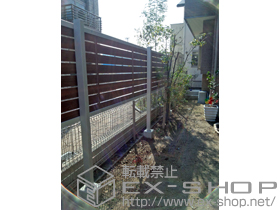 のフェンス・柵 ジオーナフェンス YS型 マテリアルカラー フリーポールタイプ 多段柱仕様 施工例