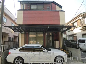 LIXIL リクシル(トステム)のカーポート マルチスクエア アール屋根 片支持タイプ 積雪～20cm対応 施工例